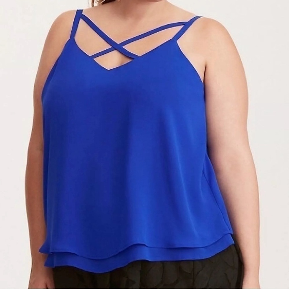 Torrid Blue Strappy Chiffon Swing Cami Tank Top Blue size 3 or 3X